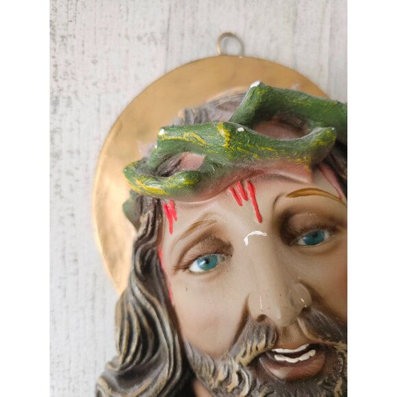 Jesus hanging vintage light up chalkware statue thorns trinket - Picture 2 of 9